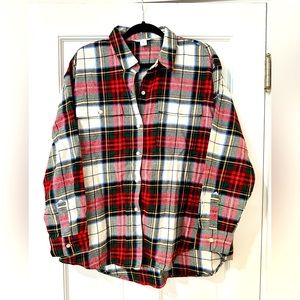 NWT Old Navy Women’s XL Long-Sleeve Plaid Flannel Boyfriend Tunic Shirt